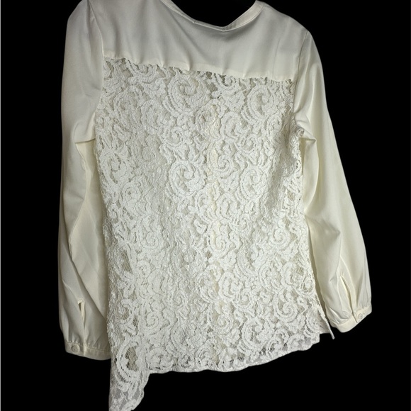 Chico's Cream Long Sleeve Embellished Blouse - Picture 2 of 5